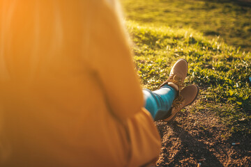 Woman relaxing at sunset