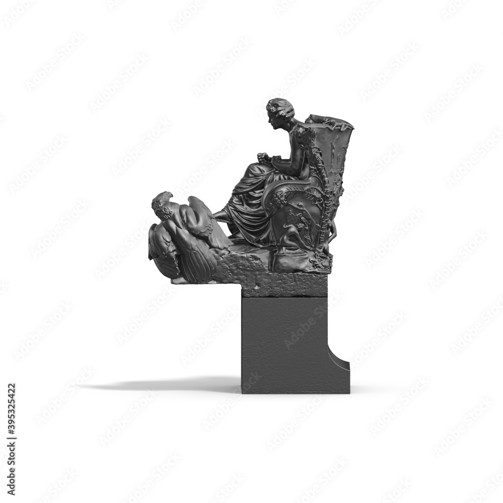 Fototapete a collection of sculptures made in neon style on a black background for your design ideas. 3d render