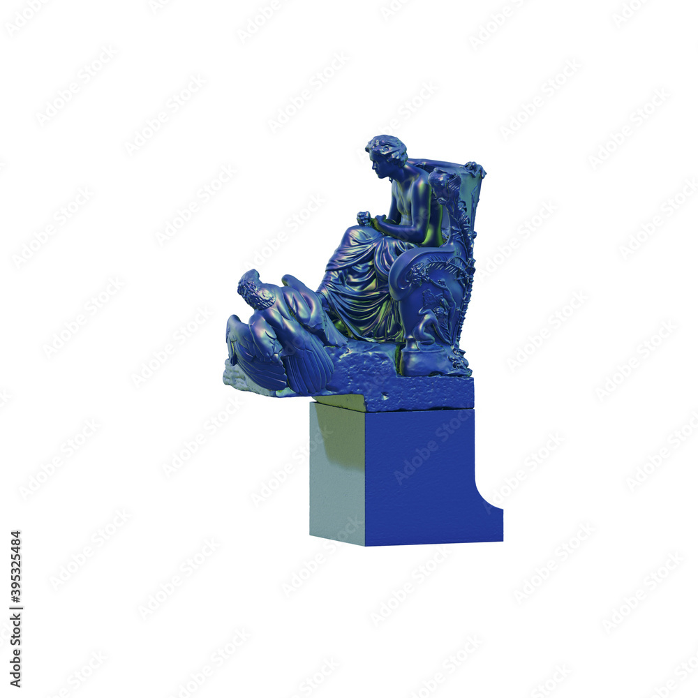 Poster a collection of sculptures made in neon style on a black background for your design ideas. 3d render