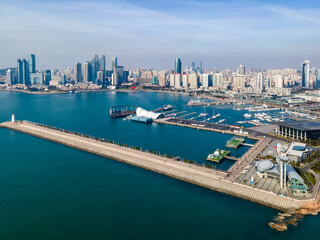 Fototapeta premium Shandong Qingdao city coastline aerial photography