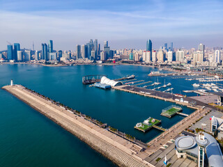 Fototapeta premium Shandong Qingdao city coastline aerial photography