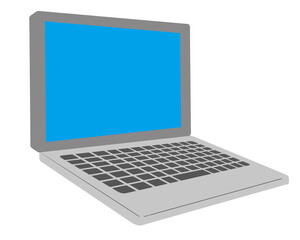 Laptop with a light blue screen