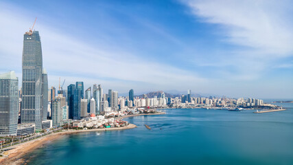 Obraz premium Shandong Qingdao city coastline aerial photography
