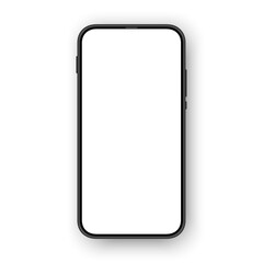 Frameless phone with thin borders and blank empty screen.