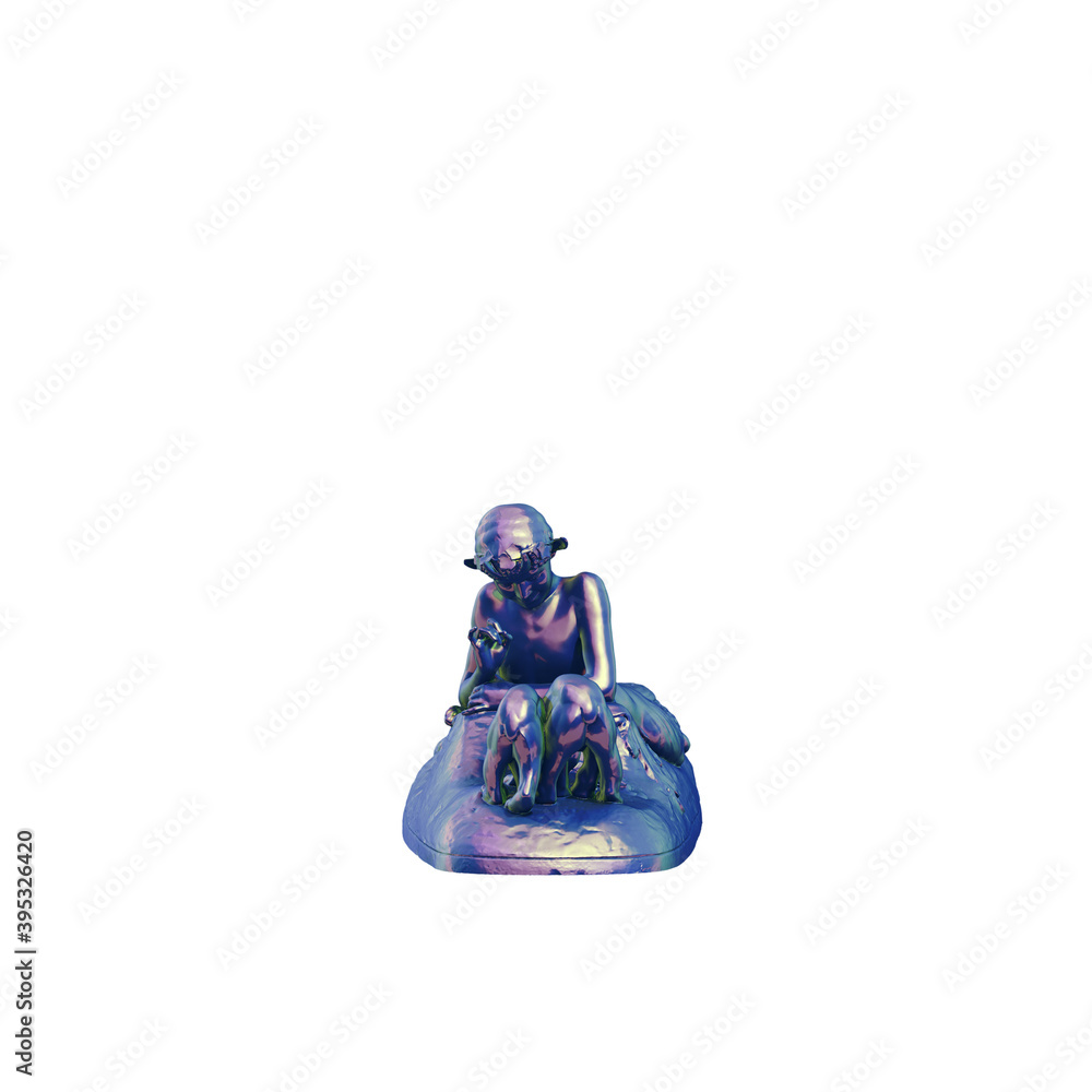Fototapete a collection of sculptures made in neon style on a black background for your design ideas. 3d render