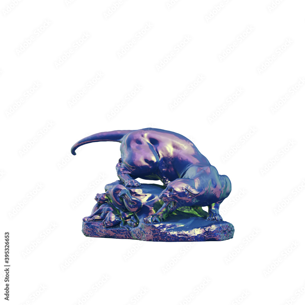 Poster a collection of sculptures made in neon style on a black background for your design ideas. 3d render