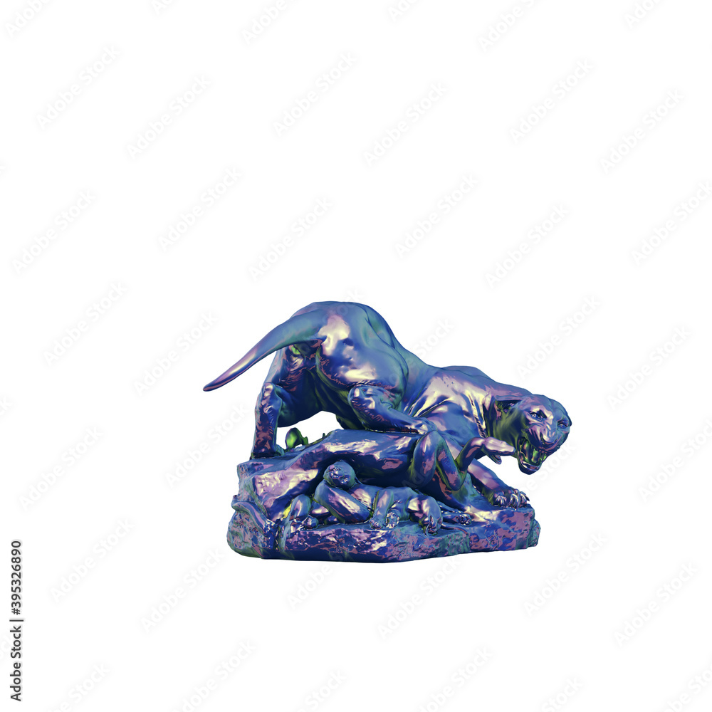 Fototapete a collection of sculptures made in neon style on a black background for your design ideas. 3d render
