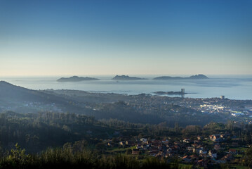 Landscape of Vigo with the Cies Islands