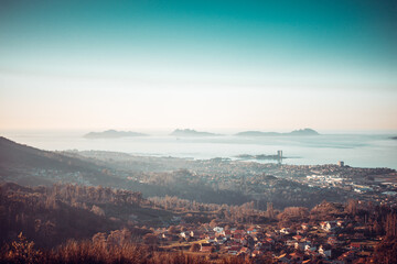 Landscape of Vigo with the Cies Islands