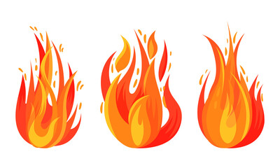 Tongue of Burning Fire and Flame Vector Set