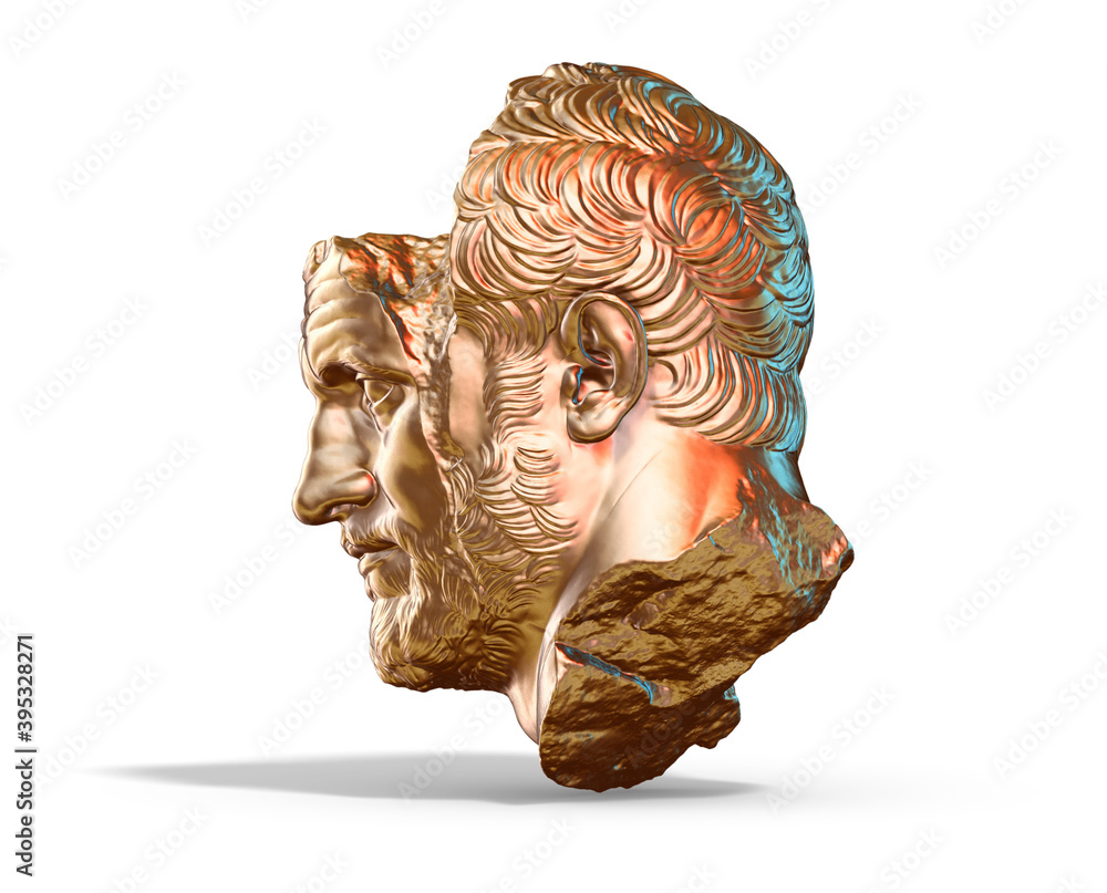 Fototapete a collection of sculptures made in neon style on a black background for your design ideas. 3d render