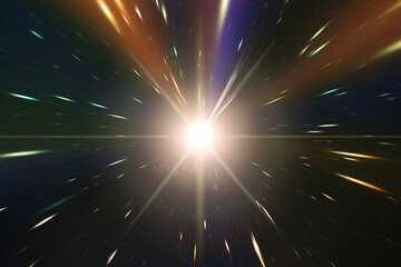 Light stripes. Sunburst in galaxy. Hyper jump. The elements of this image furnished by NASA.