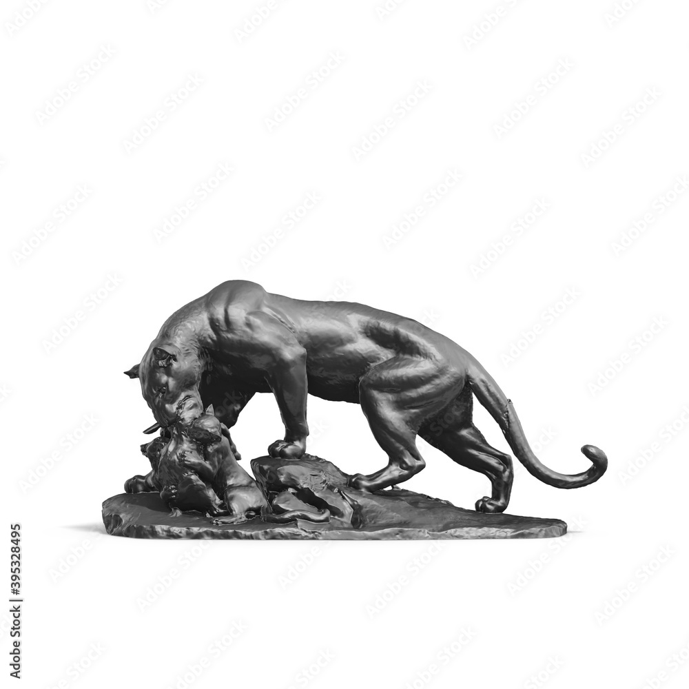 Fototapete a collection of sculptures made in neon style on a black background for your design ideas. 3d render