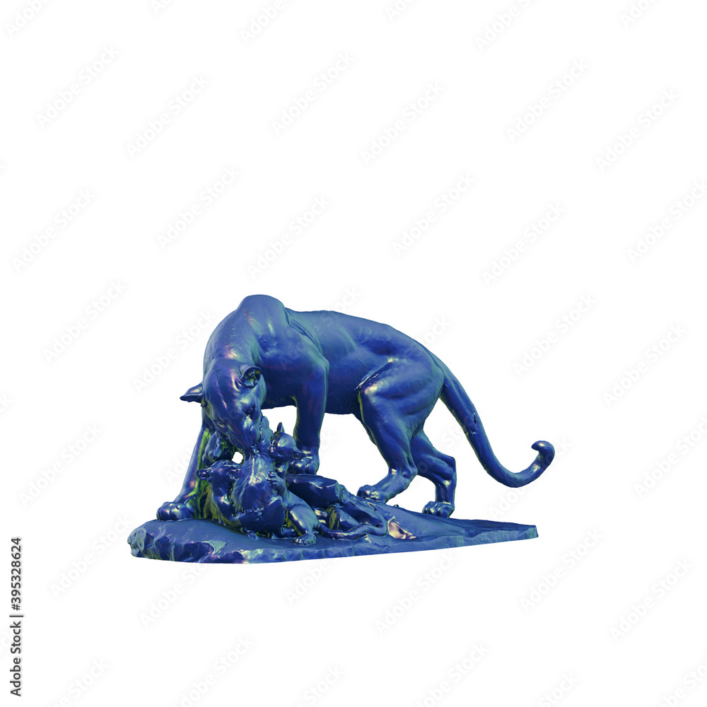 Fototapete a collection of sculptures made in neon style on a black background for your design ideas. 3d render
