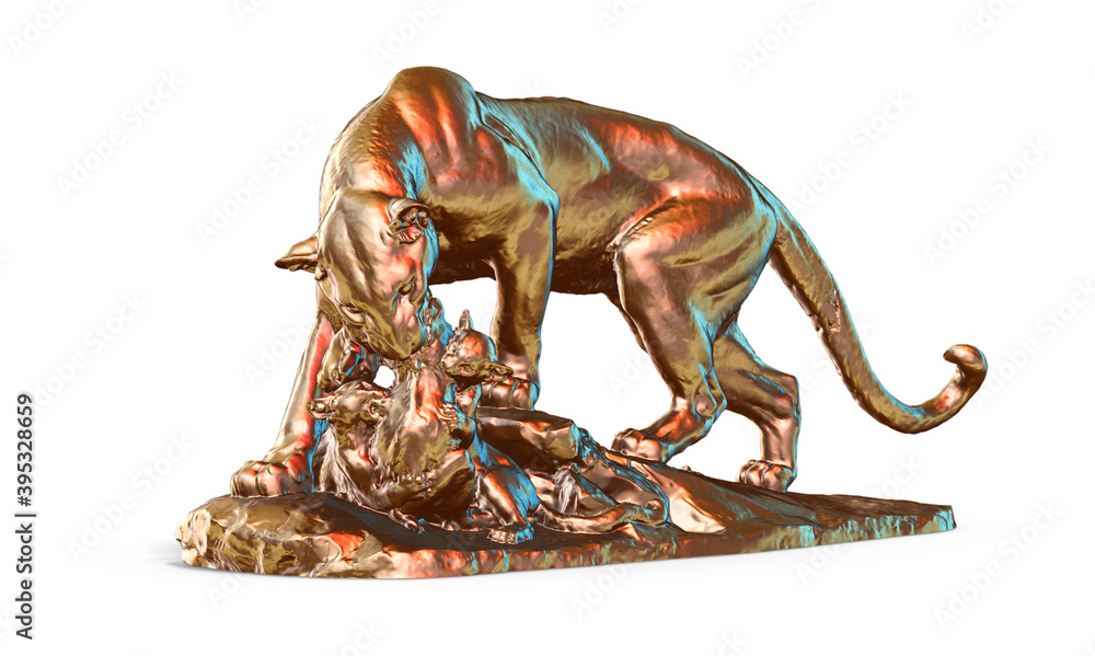 Fototapete a collection of sculptures made in neon style on a black background for your design ideas. 3d render