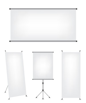 Roll up x-stand banner and projection screen