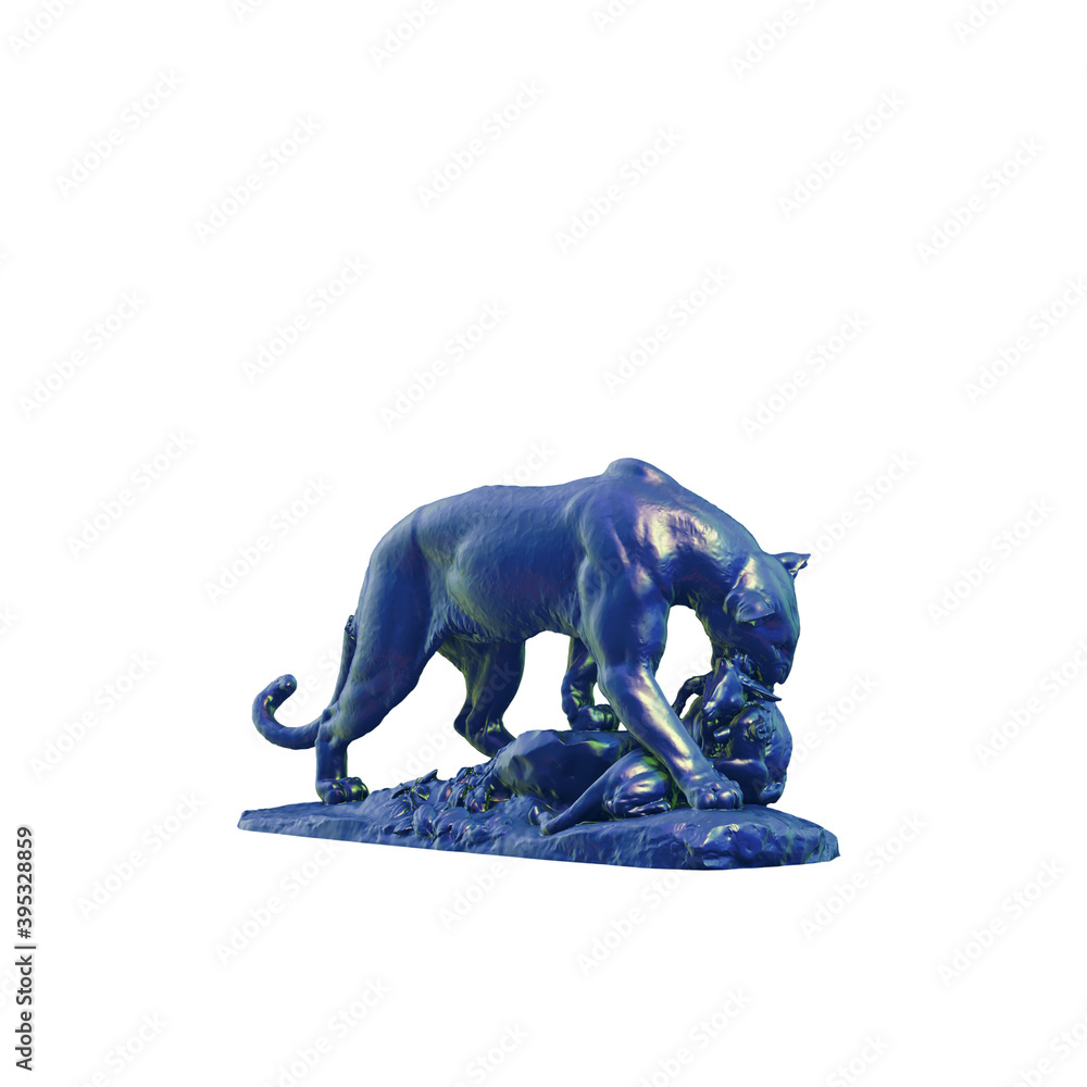 Fototapete a collection of sculptures made in neon style on a black background for your design ideas. 3d render