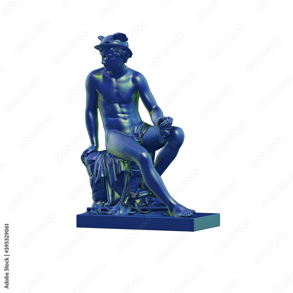 Fototapete a collection of sculptures made in neon style on a black background for your design ideas. 3d render