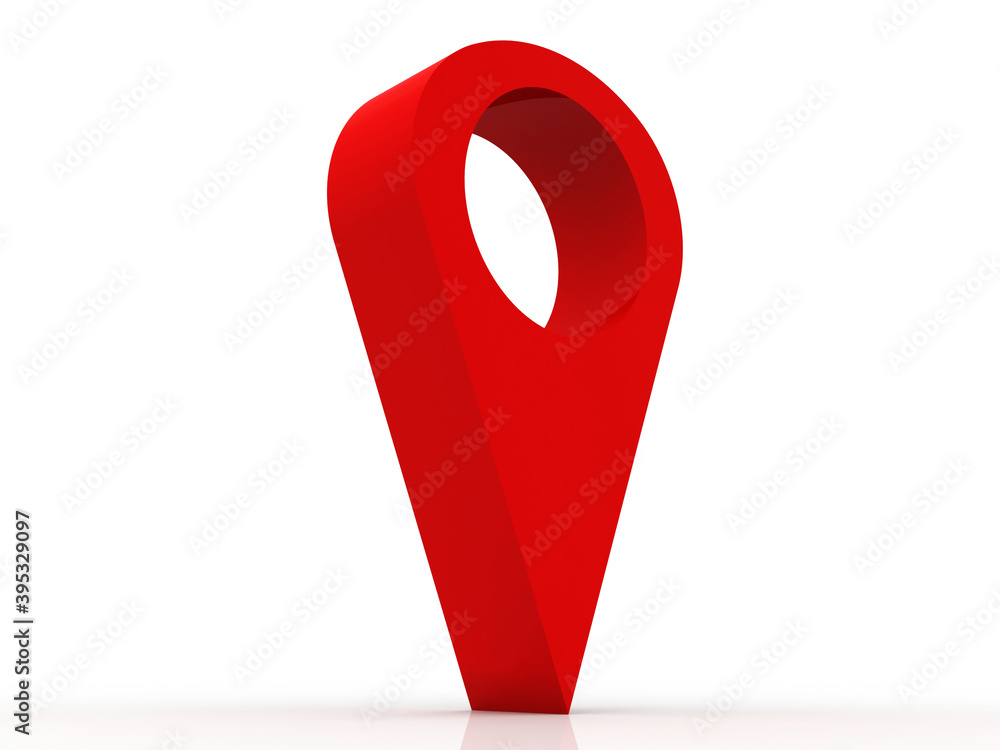 Fototapete 3d rendering red map pointer