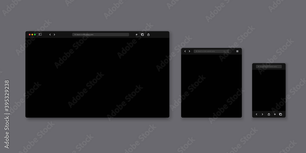 Wall mural web browser window template. website browser different devices. vector illustration