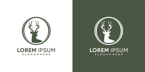 antelope logo with nature concept premium vector