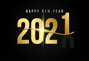 Golden happy new year 2021 background vector illustration
