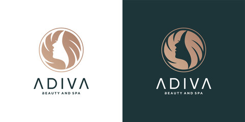 female hair beauty logo premium vector