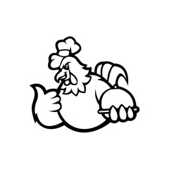 Black and white vector chicken. used for logos restaurant and other graphic design