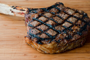 Steak. Grass-fed skirt steak, grilled to a medium rare and served with a garlic herb butter sauce and paired with roasted potatoes and Brussels sprouts. Classic American steakhouse favorite.