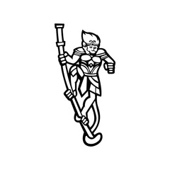 monkey mascot logo black and white version