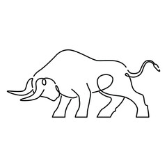 Line art vector illustration of bull. Year of the Ox. 2021 New year symbol. Symbol Ox, bull.
