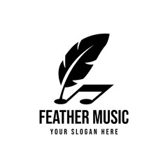 Feather music key notes logo design inspiration