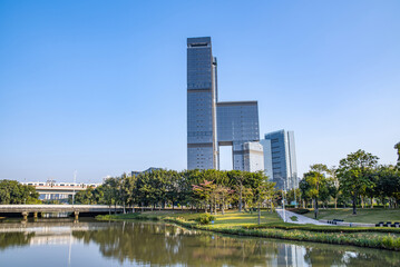 Fototapeta na wymiar Scenery of Jiaomen River in Nansha Free Trade Zone, Guangzhou