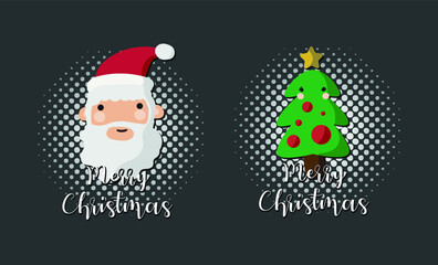Christmas drawings. Vector image. Drawings of Santa Claus, tree, snowman, and a reindeer. Funny image to decorate.