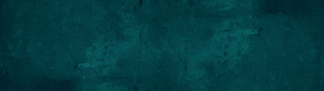 Dark abstract grunge blue ocean green turquoise  stone concrete paper texture background banner panorama