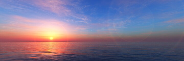 Naklejka na ściany i meble panorama of sea sunset, sunrise, Banner