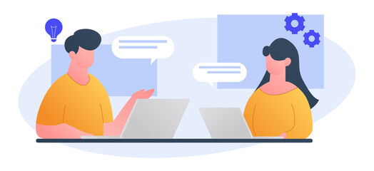 set of people work as customer care, call center illustration vector
