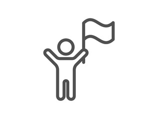 Leadership line icon. Success flag sign. Winner symbol. Quality design element. Linear style leadership icon. Editable stroke. Vector