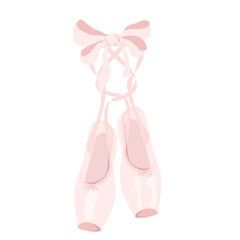Ballet pointes shoes, with ribbon, pink. Ballerina fashion. Vector illustration, isolated icon