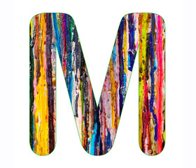 Alphabet letter M - Colorful paint splatter background
