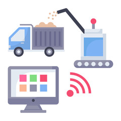 Fototapeta premium Precision Farming And Telematics Concept, Remote Machine Vector color Icon Design, Smart agriculture symbol on white background, Digital agriculture Sign, satellite farming stock illustration 