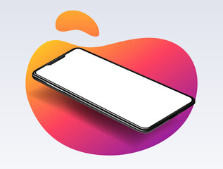 Smartphone with blank screen. Realistic cell phone can be a template for infographics or presentation of interface. Frame less smartphone. Vector Illustration UI UX design