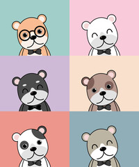 Cute Dogs pattern, different dogs seamless wallpaper.