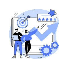 Reputation management abstract concept vector illustration. Digital marketing service, webpage navigation, public relations, communication strategy, social media, UI menu bar abstract metaphor.