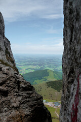 Hiking tour to Kampenwand mountain in Chiemgau Alps, Bavaria, Germany