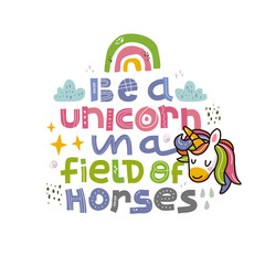 Unicorn are my spirit animal hand drawn lettering inspirational and motivational quote scandinavian style