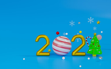 3d rendering podium and stage theme Merry christmas and happy new year 2021.