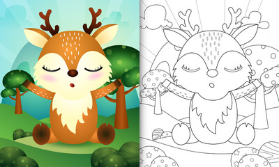 coloring book for kids with a cute deer character illustration