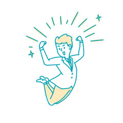  喜びのあまりジャンプするビジネスマン