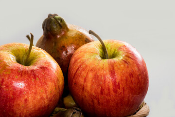 Red Apple and Pomegranate Isolated white background
